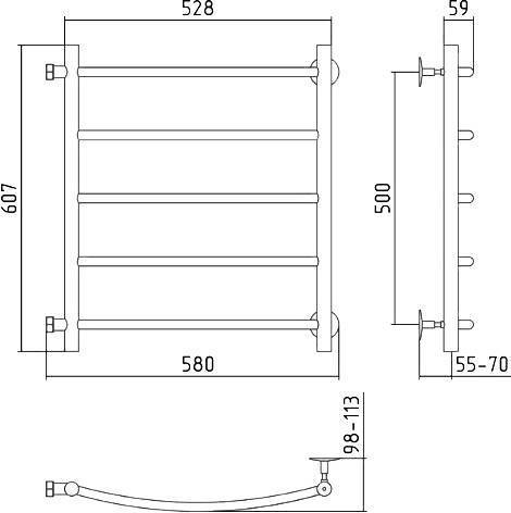 Полотенцесушитель водяной Стилье Версия-Б2 58x60,7 см без покрытия 00612-5050