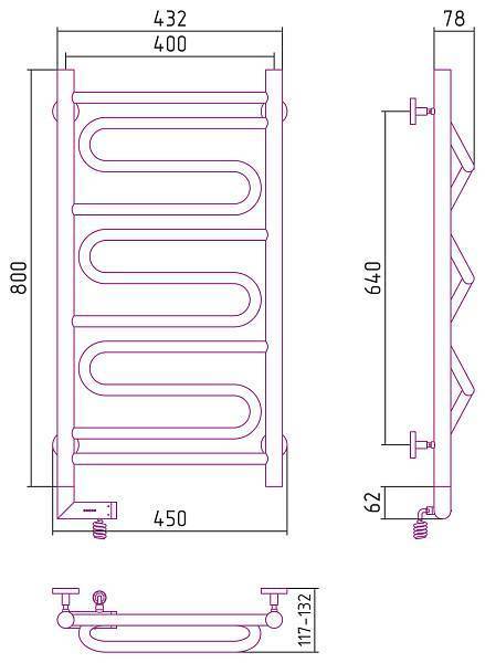 Полотенцесушитель электрический Сунержа Элегия 2.0 400x800 мм левый матовый белый 30-5218-8040