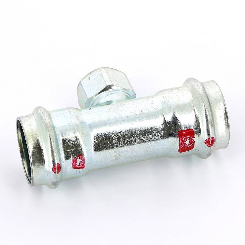 Тройник пресс-ВР оцинкованная сталь Viega Prestabo 28х1/2х28 мм 558918