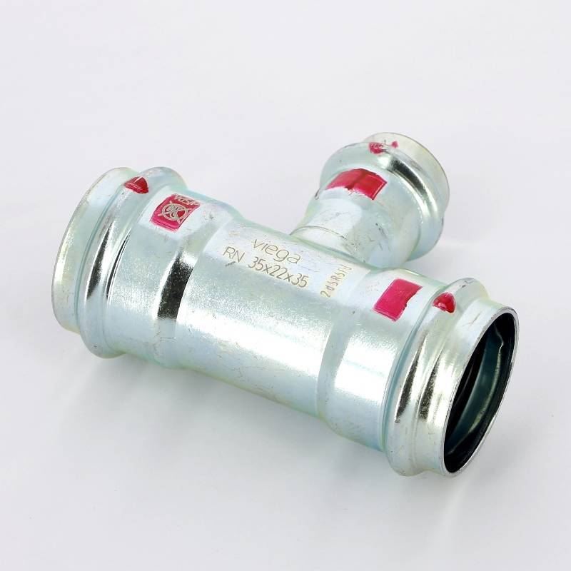 Тройник пресс Viega Prestabo оцинкованная сталь 35х22х35 мм 558765