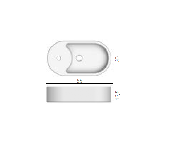 Раковина накладная Scarabeo Seventy 550x300x135 мм с 1 отверстием для смесителя белая 8094