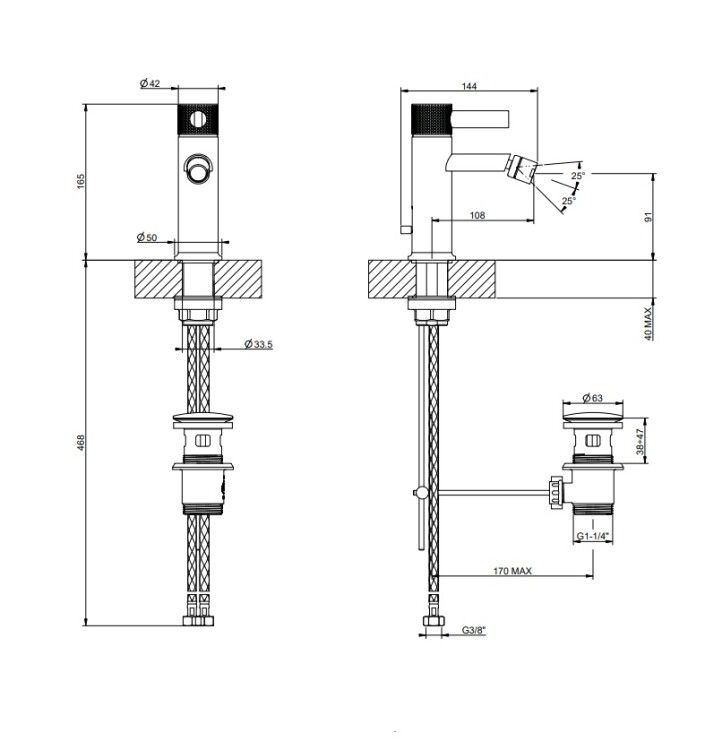 Смеситель для биде Gessi Inciso цвет Brass PVD 58007710