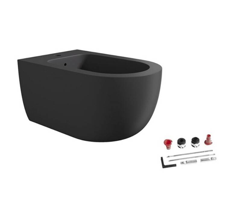 Биде подвесное Ceramica Alice Unica 350x550x285 мм с набором креплений черный матовый 32250108SET