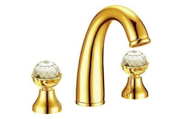 Смеситель для раковины на 3 отверстия Boheme Imperiale Presente золото глянцевое 337