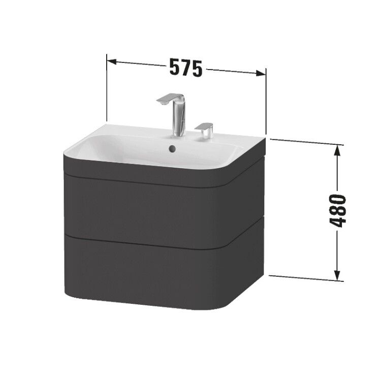 Тумба под раковину Duravit Happy D.2 575x490x468 мм с раковиной подвесная дуб средиземноморский HP4635O7171