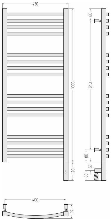 Полотенцесушитель электрический Сунержа Аркус 3.0 430x1120 мм МЭМ справа белый матовый 3057051040