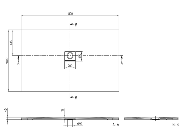 Душевой поддон Villeroy & Boch Squaro Infinity 1800x1000x40 мм цвет Anthracite UDQ1810SQI2V1S