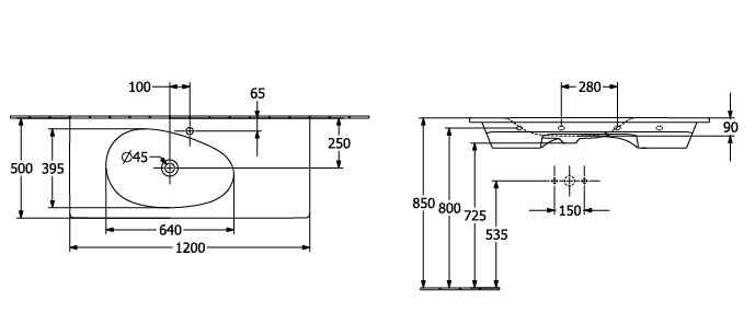 Раковина Villeroy & Boch Antao 1200x500 мм встраиваемая/накладная альпийский белый 4A77L2R1