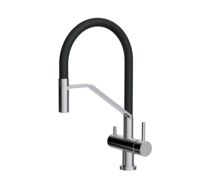 Смеситель для кухни OMOIKIRI Akeno однорычажный с гибким изливом нержавеющая сталь/черный 4994544