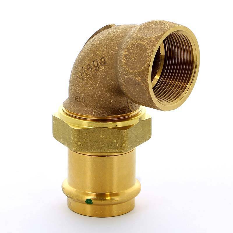 Угольник переходной Viega Sanpress 90° 42х1 1/2 пресс-В разъёмное соединение бронза 139872