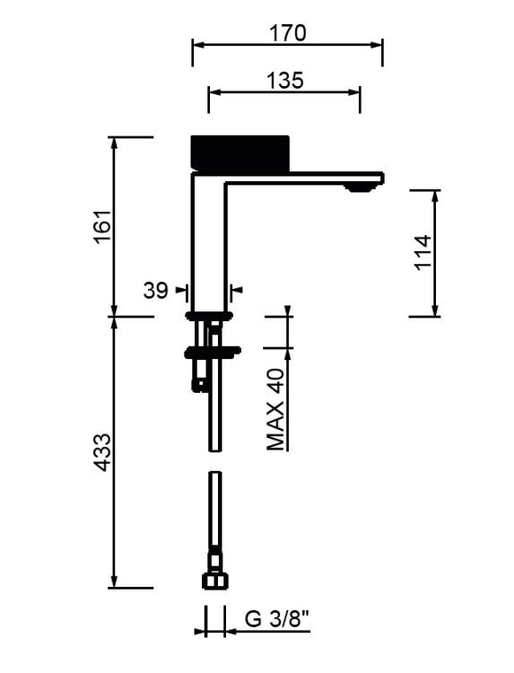 Смеситель для раковины Fantini O-XY Polished Nickel PVD 4995S604WF