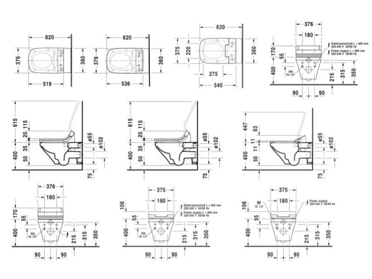 Унитаз подвесной Duravit DuraStyle 370x620x350 мм безободковый белый 2542590000