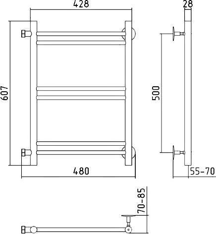Полотенцесушитель водяной Стилье Версия-Б1 48x60,7 см без покрытия 00611-5040