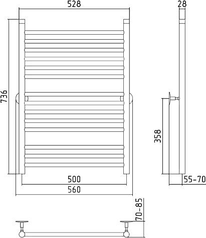 Полотенцесушитель водяной Стилье Универсал-53 56x73.6 см 00653-8050
