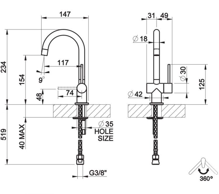 Кран для раковины Gessi Pillar Taps Finox Brushed Nickel 00915149