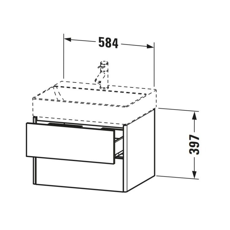 Тумба под раковину Duravit XSquare 584x460x397 мм подвесная белый глянцевый XS416102222