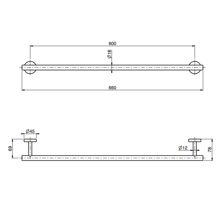 Полотенцедержатель Fima Carlo Frattini Spillo Steel 660 мм нержавеющая сталь F609060INOX