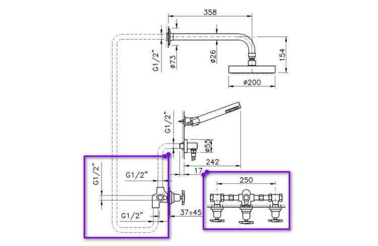 Внутренняя часть смесителя для душа Nicolazzi R2233DX