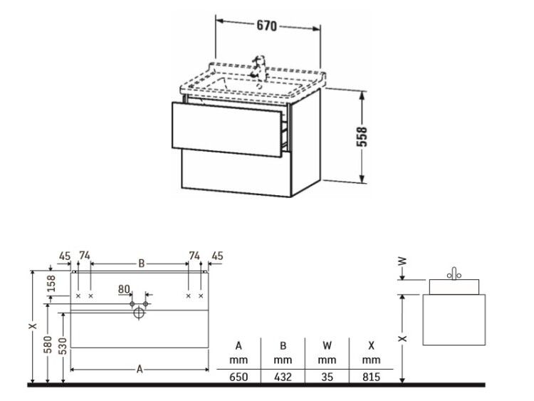 Тумба под раковину Duravit L-Cube 670x469x558 мм подвесная белый глянцевый LC626402222