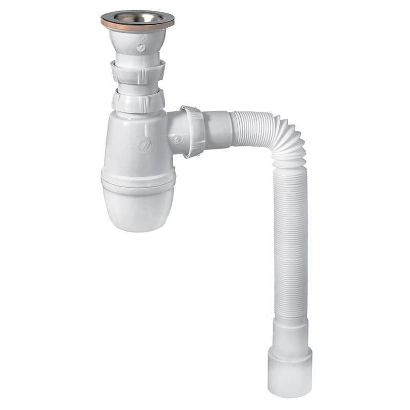 Сифон для раковины Wirquin Минор 1 1/2 x 40 мм с гофротрубой 800 мм 30718026