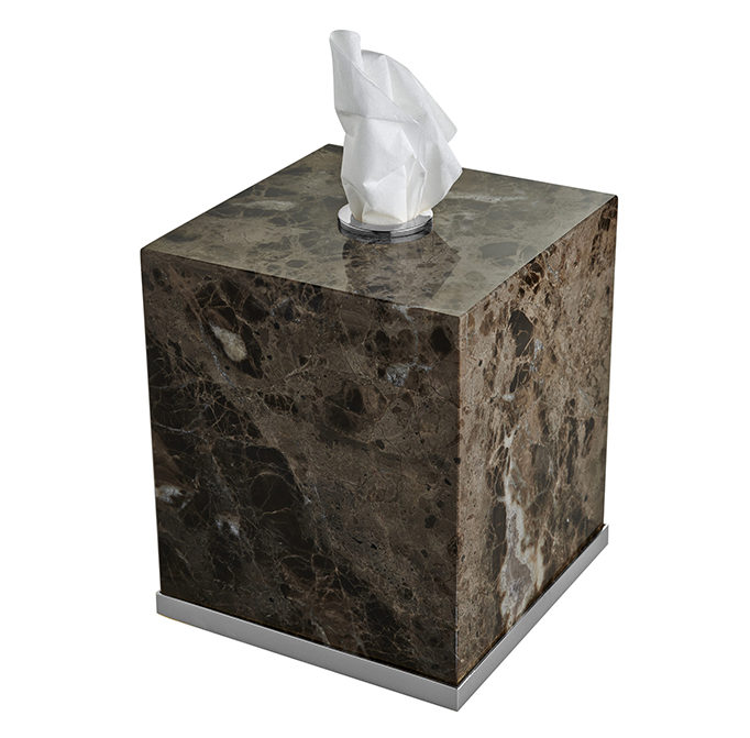 Контейнер для бумажных салфеток 3SC Palace настольный 130x130x150 мм мрамор Emperador Dark/хром PA71AEMSL