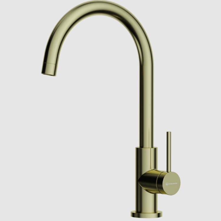 Смеситель для кухни, Omoikiri, Shinagawa Slim, цвет-светлое золото