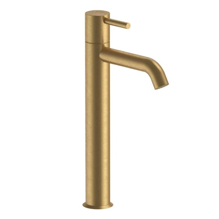 Смеситель для раковины Fantini Nostromo высокий на 1 отверстие вынос 145 мм цвет Pure Brass PVD 50Q7E806WF