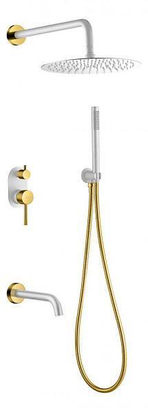 Душевой комплект встраиваемый Boheme Uno верхний душ 30 см белый/золото 464-2-WG