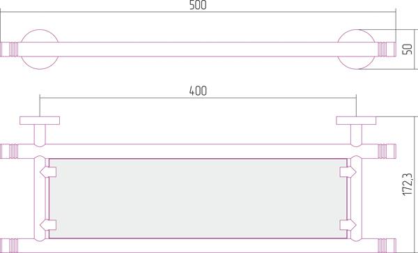 Полка стеклянная Сунержа Каньон 500x173x50 мм золото 03-3003-0500