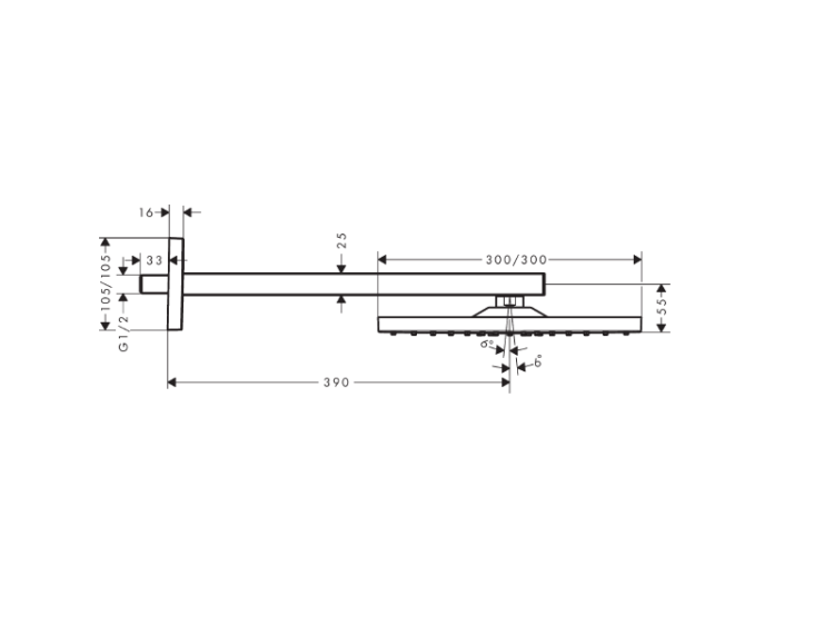 Верхний душ hansgrohe Raindance E 300x300 мм хром 26239000