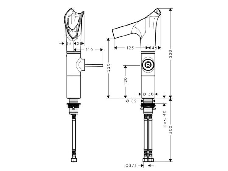 Смеситель для раковины AXOR Starck V однорычажный полированное золото 12114990