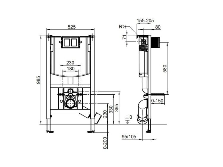 Инсталляция для унитаза Villeroy & Boch ViConnect 525x155x985 мм 92247800