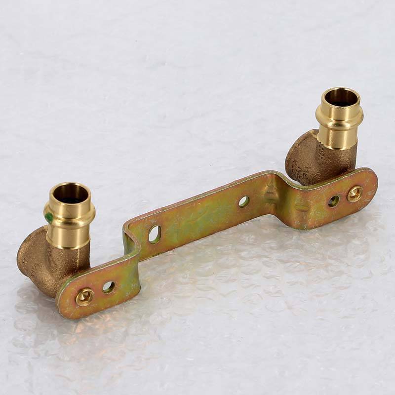 Водорозетка пресс двойная на рельефной планке Viega Sanpress 15х1/2 ВР межосевое расстояние 150 мм 295462