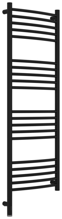 Полотенцесушитель электрический Сунержа Богема 3.1 выгнутая 1200x400 мм МЭМ нижнее левое подключение чёрный матовый HOG3160021240