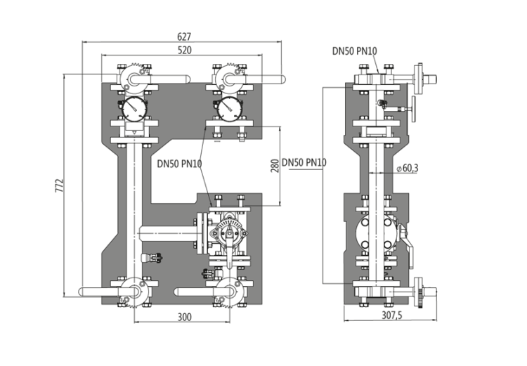 Насосная группа смесительная фланцевая Huch EnTEC DN50 PN10 без насоса EFG50020