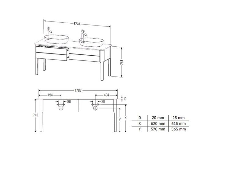 Тумба для консоли Duravit Luv напольная 1783x570x743 мм скандинавский белый шелковисто-матовый LU9562B3939