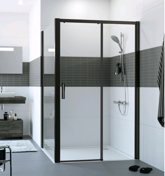 Душевая дверь HÜPPE Design Pure 1400x2000 мм раздвижная левосторонняя золото прозрачное стекло Anti-Plaque 21HL1E1400947500