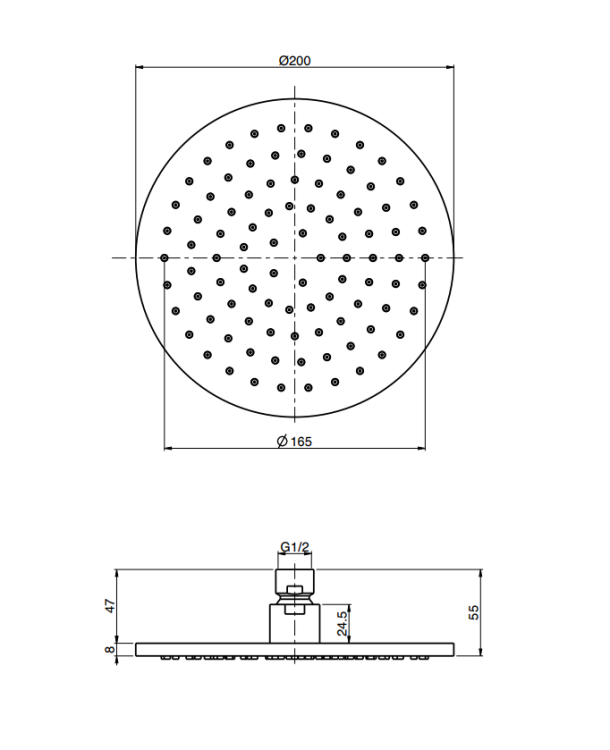 Верхний душ Fima Carlo Frattini Spillo Steel Ø 200 мм круглый нержавеющая сталь F2947/2INOX