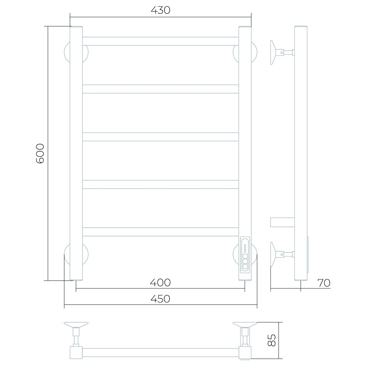 Полотенцесушитель электрический Larusso Феличия КС П5 400х600 мм RAL 8532