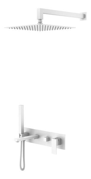 Смеситель для ванны встраиваемый Boheme Qubic 42x18.8x10 см белый матовый 474-MW