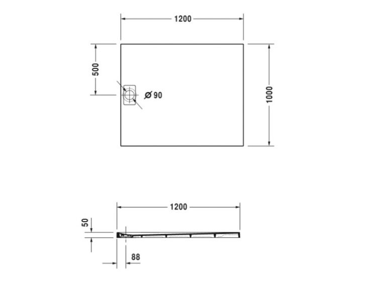 Душевой поддон Duravit Stonetto 1200x1000x50 мм белый 720168380000000