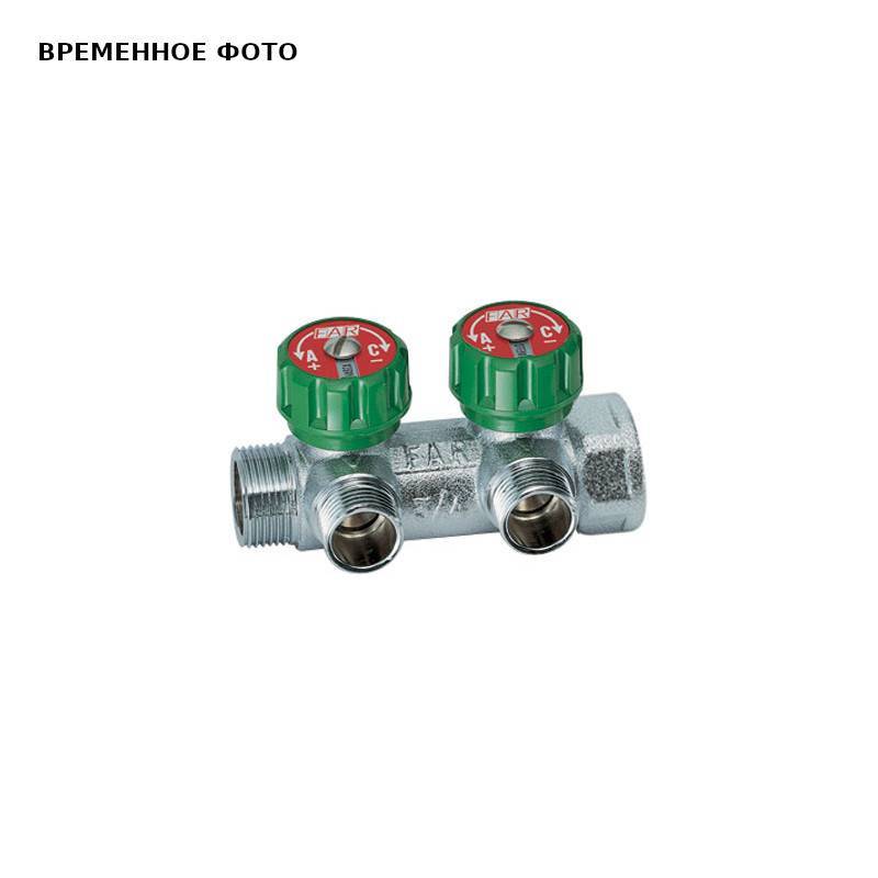 Коллектор регулирующий FAR 1 (ВР-НР) на 2 выхода 1/2 НР плоское уплотнение FK 3821 112TP