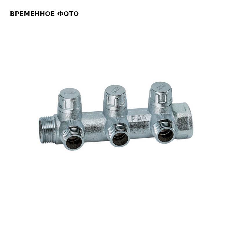 Коллектор запорный FAR 1 ВР-НР 3 отвода 3/4 НР межосевое 45 мм FK 3870 134