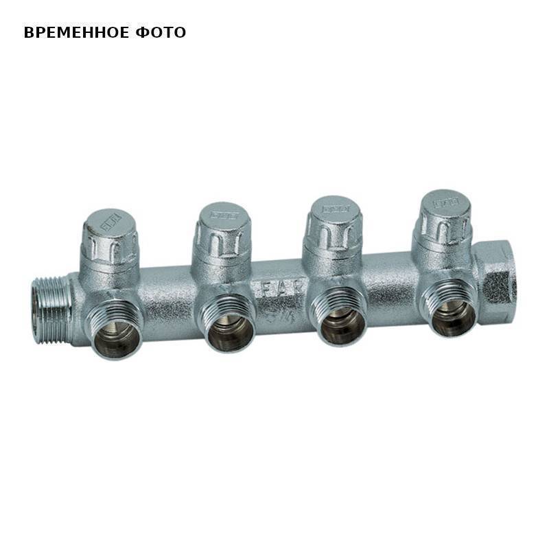 Коллектор запорный FAR 1 ВР-НР на 4 выхода 3/4 НР межосевое расстояние 45 мм FK 3873 134