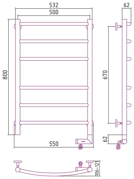 Полотенцесушитель электрический Сунержа Галант 2.0 500x800 мм правый золото 03-5201-8050