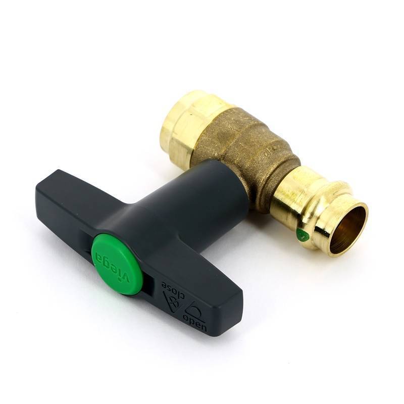 Кран шаровой Viega Easytop пресс 18 мм x 1/2 ВР бронза SC-Contur Т-образная ручка 746766