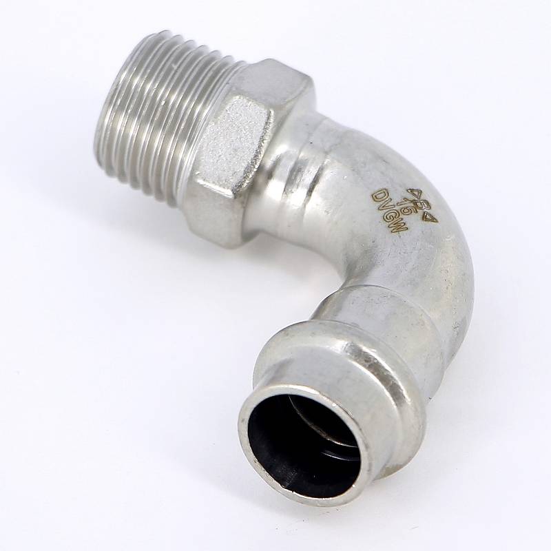 Угольник пресс IBP B-Press Inox 15 x 1/2 с наружной резьбой нержавеющая сталь PS4001G0150400