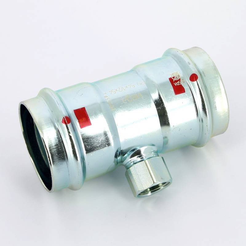 Тройник пресс-ВР оцинкованная сталь Viega Prestabo 54х1/2х54 мм 558970