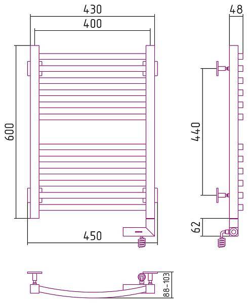Полотенцесушитель электрический Сунержа Аркус 2.0 400x600 мм правый белый 12-5605-6040