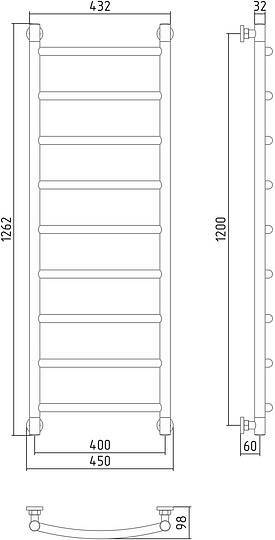Полотенцесушитель водяной Сунержа Галант 400x1200 мм без покрытия 00-0200-1240